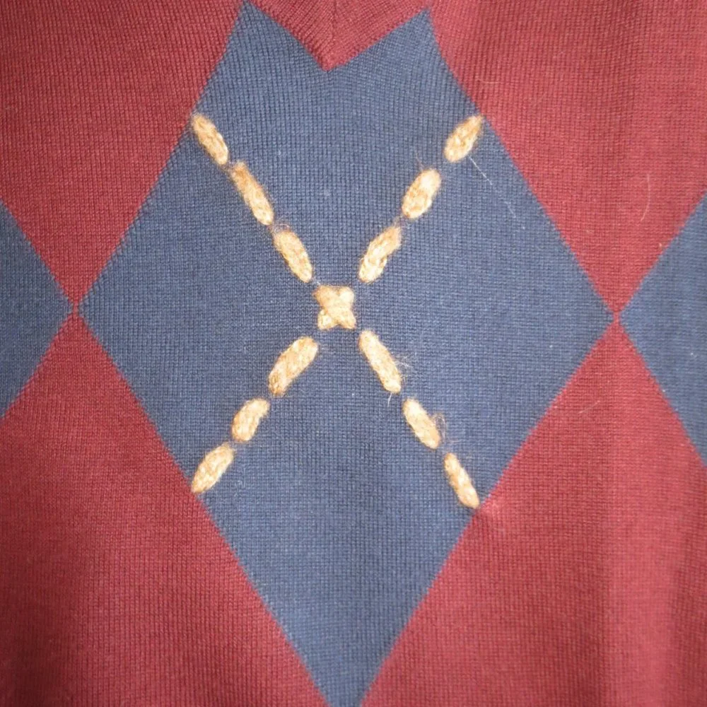 4/$14 SALE MURANO mens ARGYLE sweater V-NECK burgundy MARROON SIZE Large